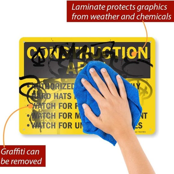 Construction Area Sign Authorized Personnel Only smartsign BRAND NEW WITH TAGS - Picture 4 of 7